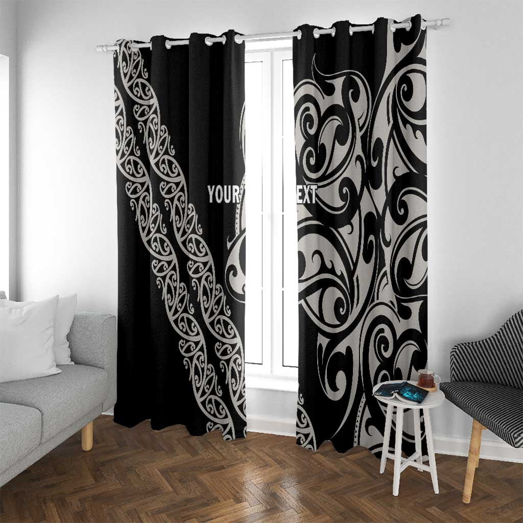 All Black Maori Tribal Tattoo Personalised Window Curtain Stone Gray Polynesian Style - Polynesian Pride