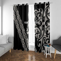 All Black Maori Tribal Tattoo Personalised Window Curtain Stone Gray Polynesian Style - Polynesian Pride