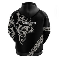 All Black Maori Tribal Tattoo Personalised Zip Hoodie Stone Gray Polynesian Style - Polynesian Pride