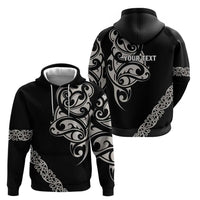 All Black Maori Tribal Tattoo Personalised Zip Hoodie Stone Gray Polynesian Style - Polynesian Pride
