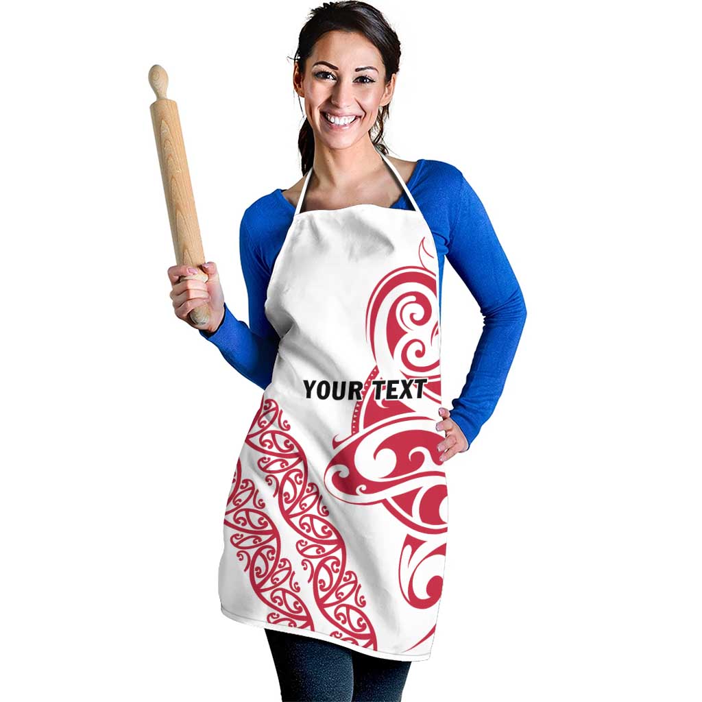 All White Maori Tribal Tattoo Personalised Apron Classic Red Polynesian Style - Polynesian Pride