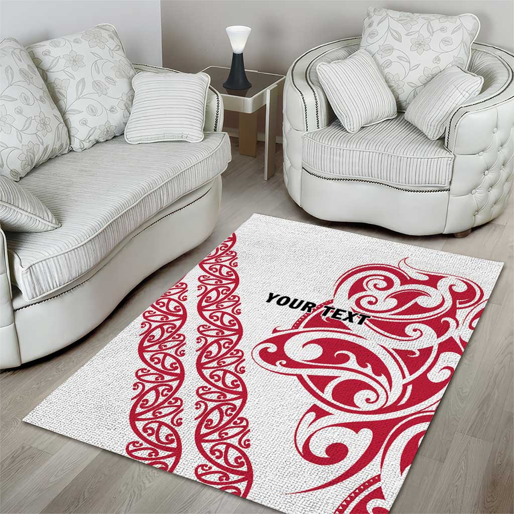 All White Maori Tribal Tattoo Personalised Area Rug Classic Red Polynesian Style - Polynesian Pride