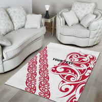 All White Maori Tribal Tattoo Personalised Area Rug Classic Red Polynesian Style - Polynesian Pride