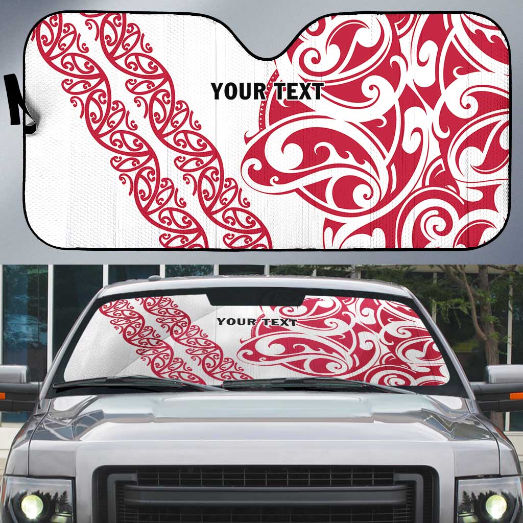 All White Maori Tribal Tattoo Personalised Auto Sun Shade Classic Red Polynesian Style - Polynesian Pride