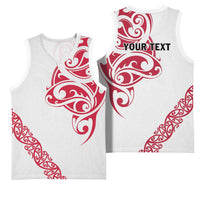 All White Maori Tribal Tattoo Personalised Basketball Jersey Classic Red Polynesian Style - Polynesian Pride