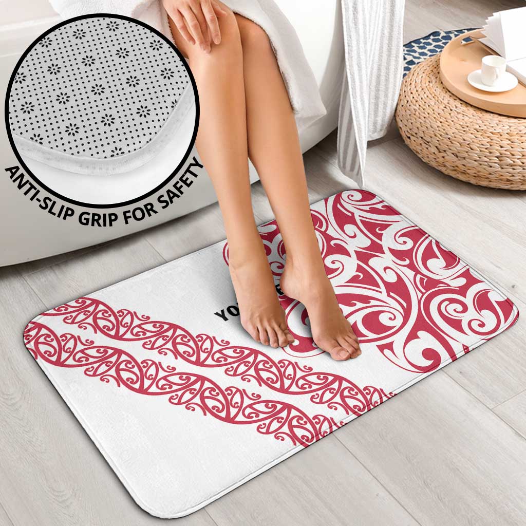 All White Maori Tribal Tattoo Personalised Bathroom Set Classic Red Polynesian Style - Polynesian Pride