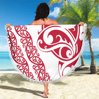 All White Maori Tribal Tattoo Personalised Beach Blanket Classic Red Polynesian Style - Polynesian Pride