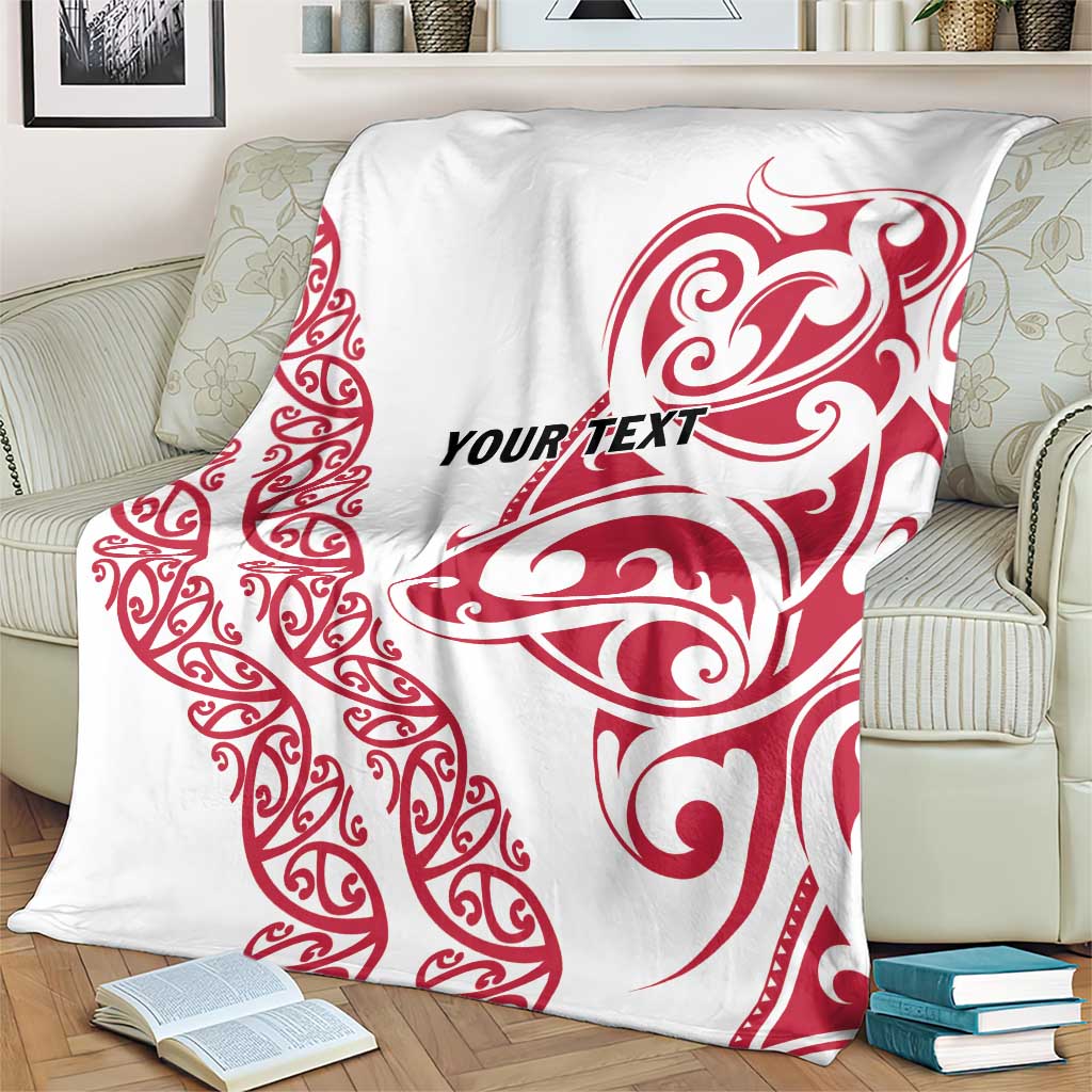 All White Maori Tribal Tattoo Personalised Blanket Classic Red Polynesian Style - Polynesian Pride