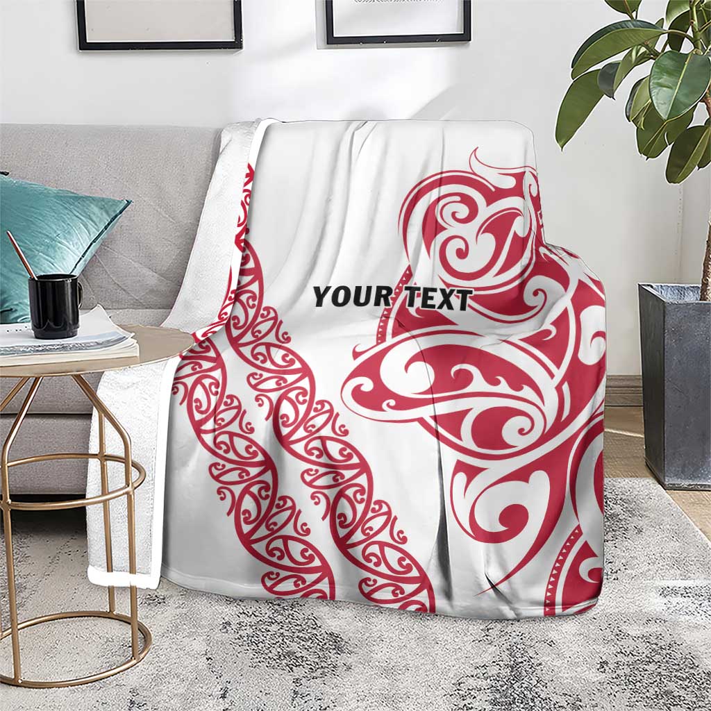 All White Maori Tribal Tattoo Personalised Blanket Classic Red Polynesian Style - Polynesian Pride