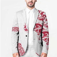All White Maori Tribal Tattoo Personalised Blazer Classic Red Polynesian Style - Polynesian Pride