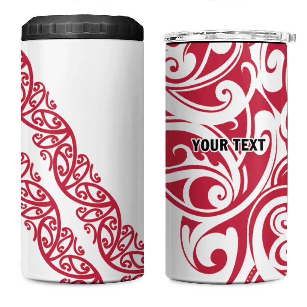 All White Maori Tribal Tattoo Personalised 4 in 1 Can Cooler Tumbler Classic Red Polynesian Style - Polynesian Pride