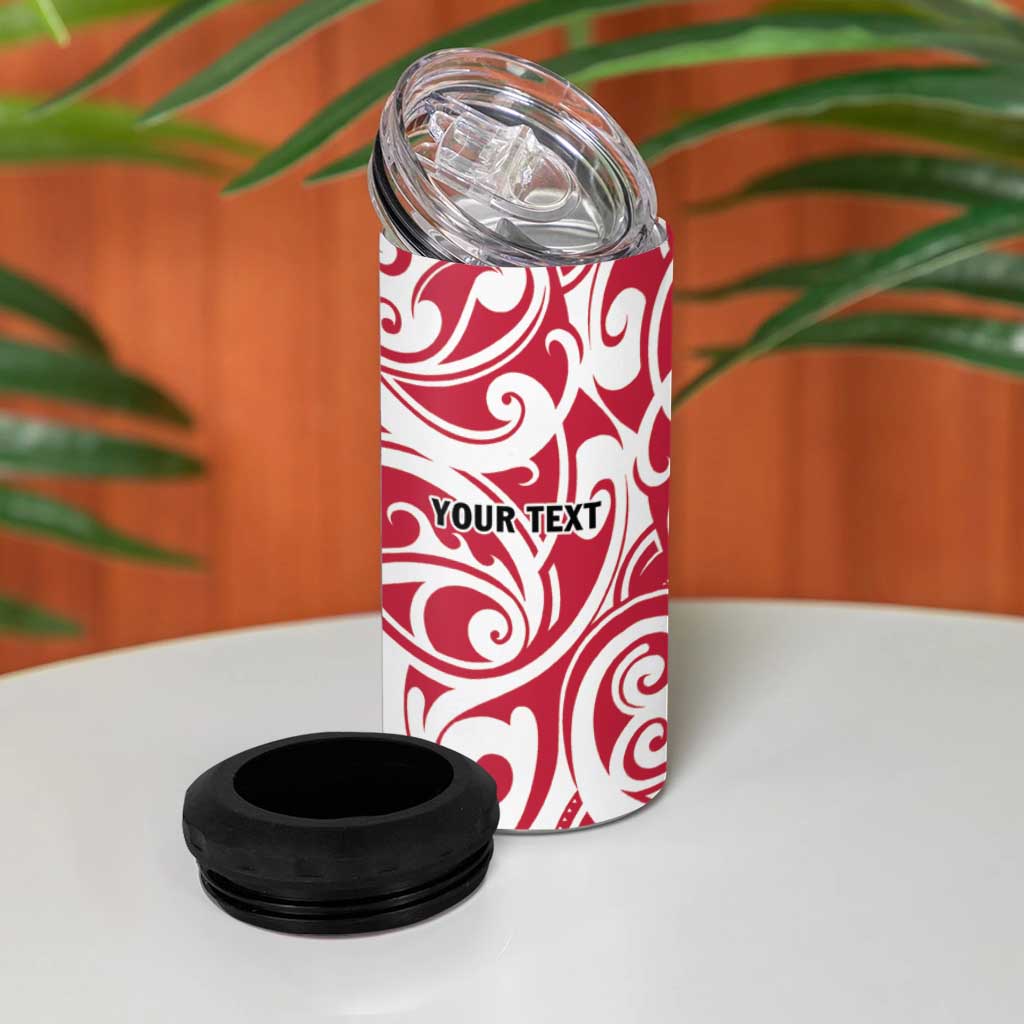 All White Maori Tribal Tattoo Personalised 4 in 1 Can Cooler Tumbler Classic Red Polynesian Style - Polynesian Pride
