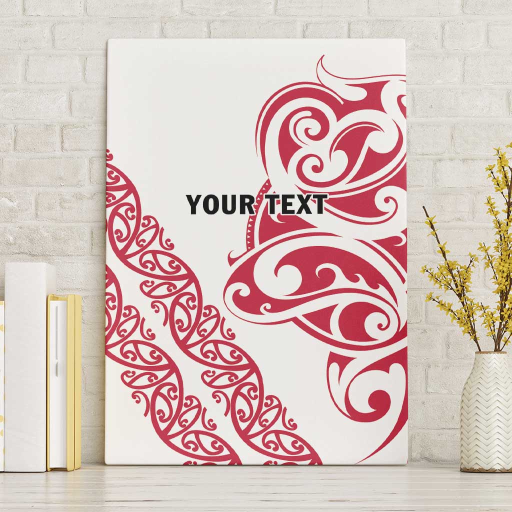 All White Maori Tribal Tattoo Personalised Canvas Wall Art Classic Red Polynesian Style - Polynesian Pride