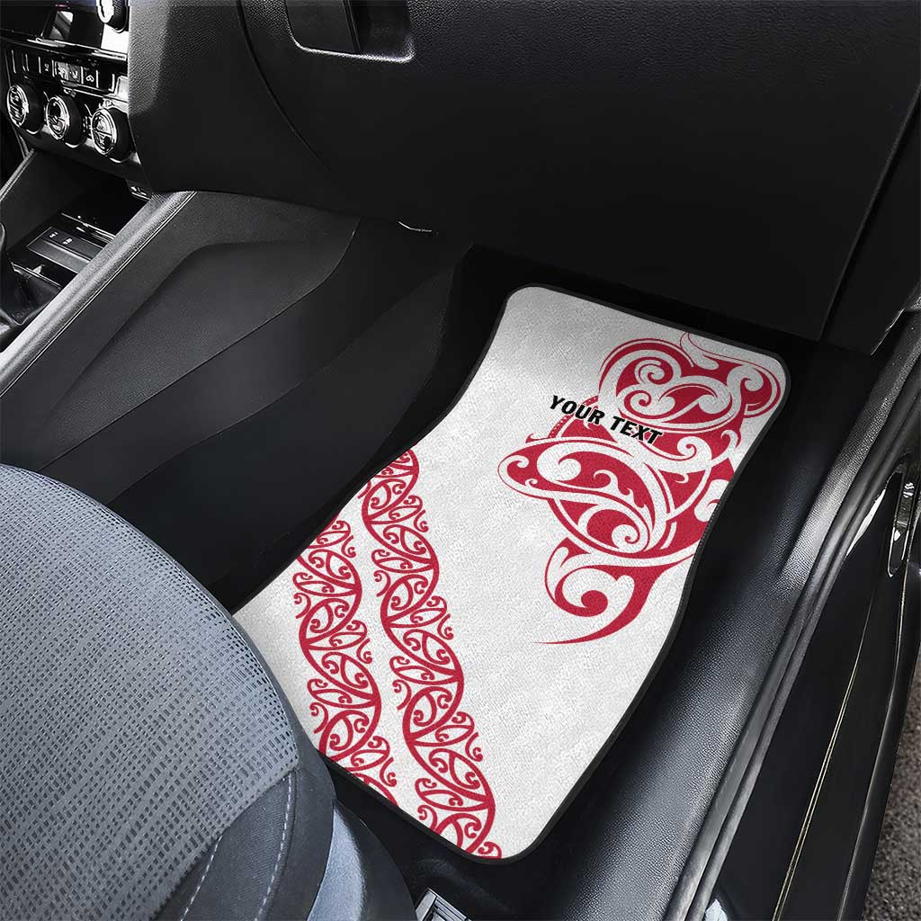 All White Maori Tribal Tattoo Personalised Car Mats Classic Red Polynesian Style - Polynesian Pride
