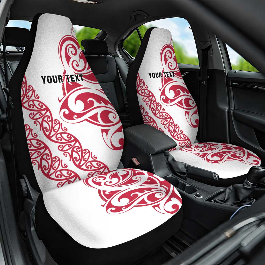 All White Maori Tribal Tattoo Personalised Car Seat Cover Classic Red Polynesian Style - Polynesian Pride