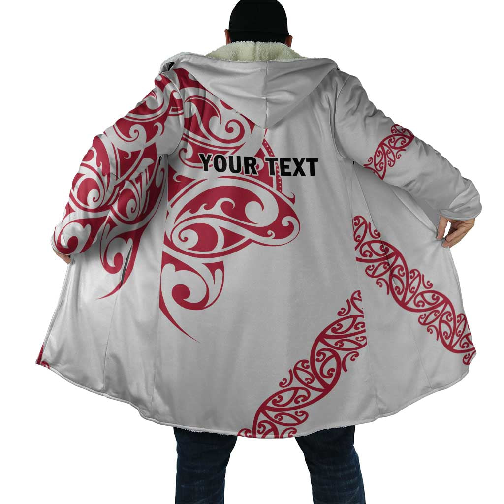 All White Maori Tribal Tattoo Personalised Cloak Classic Red Polynesian Style - Polynesian Pride