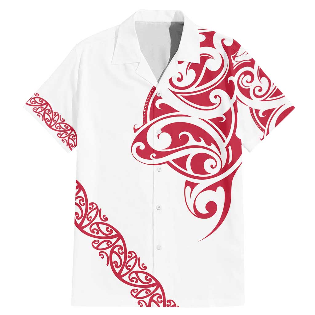 All White Maori Tribal Tattoo Personalised Family Matching Mermaid Dress and Hawaiian Shirt Classic Red Polynesian Style - Polynesian Pride