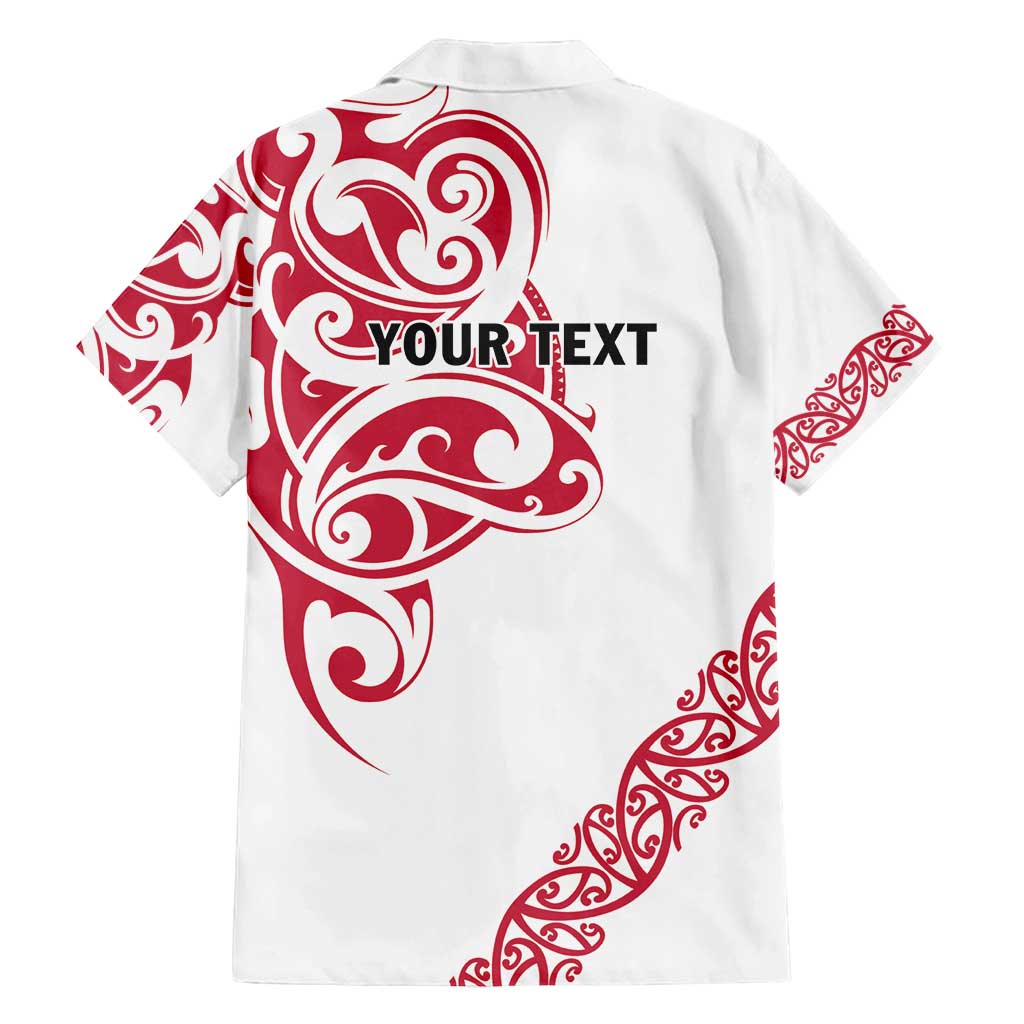 All White Maori Tribal Tattoo Personalised Family Matching Summer Maxi Dress and Hawaiian Shirt Classic Red Polynesian Style - Polynesian Pride
