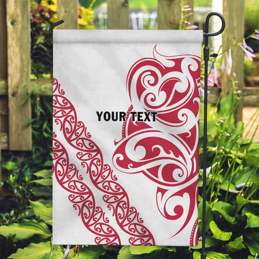 All White Maori Tribal Tattoo Personalised Garden Flag Classic Red Polynesian Style - Polynesian Pride