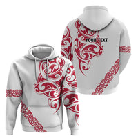 All White Maori Tribal Tattoo Personalised Hoodie Classic Red Polynesian Style - Polynesian Pride