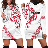 All White Maori Tribal Tattoo Personalised Hoodie Dress Classic Red Polynesian Style - Polynesian Pride