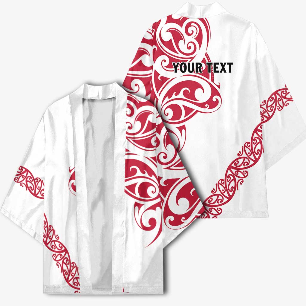 All White Maori Tribal Tattoo Personalised Kimono Classic Red Polynesian Style - Polynesian Pride
