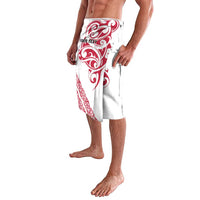 All White Maori Tribal Tattoo Personalised Lavalava Classic Red Polynesian Style - Polynesian Pride