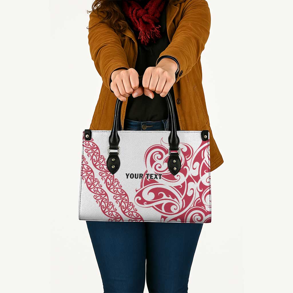 All White Maori Tribal Tattoo Personalised Leather Bag Classic Red Polynesian Style - Polynesian Pride