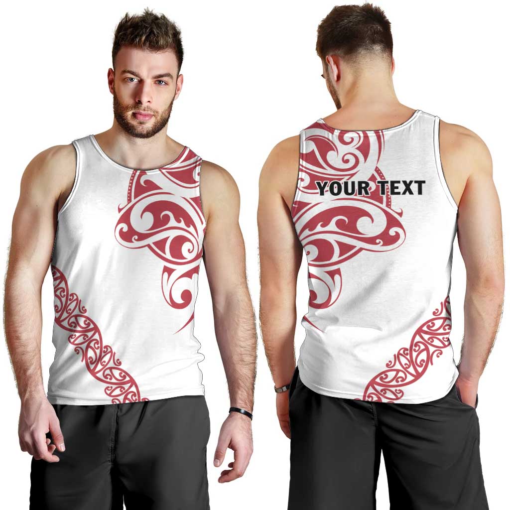 All White Maori Tribal Tattoo Personalised Men Tank Top Classic Red Polynesian Style - Polynesian Pride