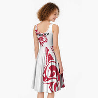All White Maori Tribal Tattoo Personalised Midi Dress Classic Red Polynesian Style - Polynesian Pride