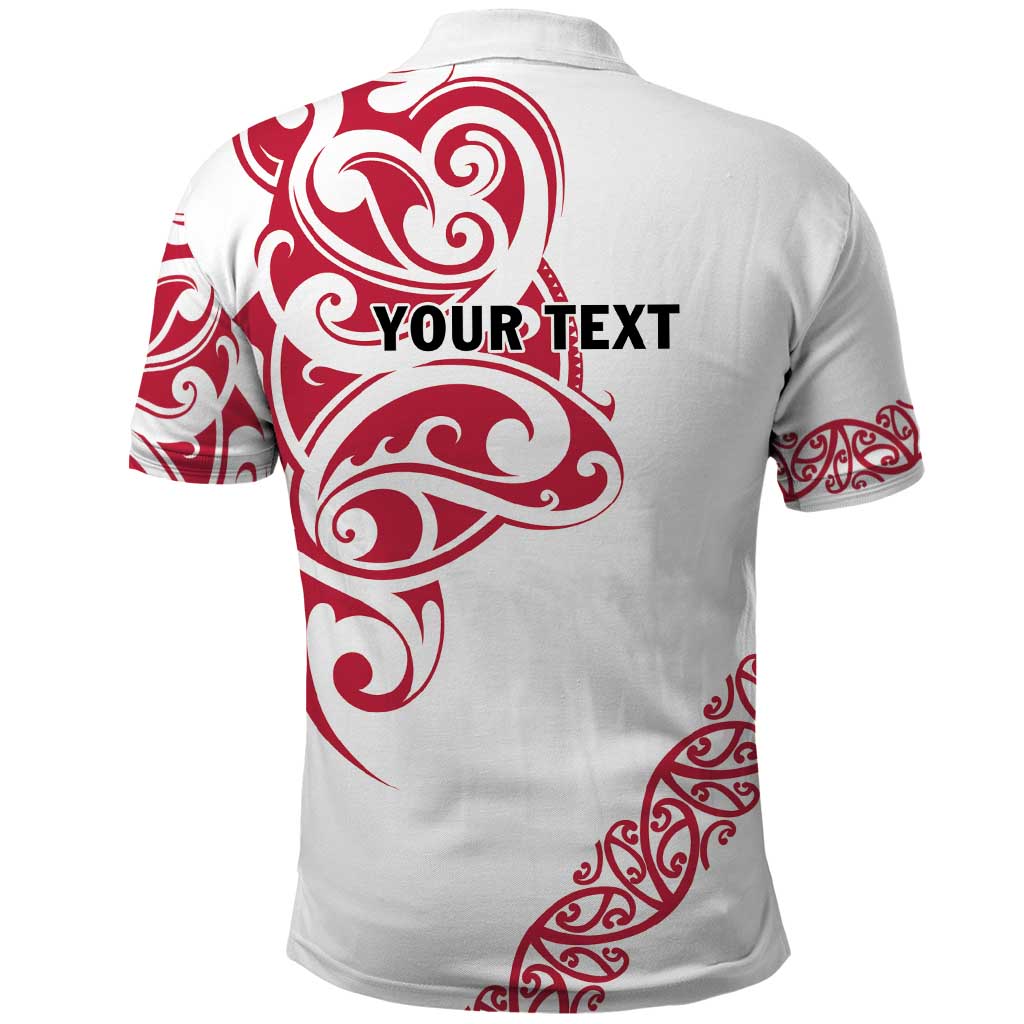 All White Maori Tribal Tattoo Personalised Polo Shirt Classic Red Polynesian Style - Polynesian Pride