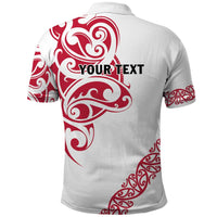 All White Maori Tribal Tattoo Personalised Polo Shirt Classic Red Polynesian Style - Polynesian Pride