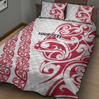 All White Maori Tribal Tattoo Personalised Quilt Bed Set Classic Red Polynesian Style - Polynesian Pride