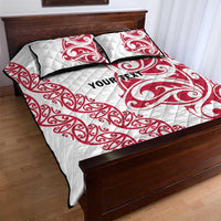 All White Maori Tribal Tattoo Personalised Quilt Bed Set Classic Red Polynesian Style - Polynesian Pride
