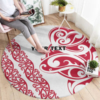 All White Maori Tribal Tattoo Personalised Round Carpet Classic Red Polynesian Style - Polynesian Pride