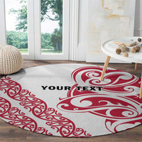 All White Maori Tribal Tattoo Personalised Round Carpet Classic Red Polynesian Style - Polynesian Pride
