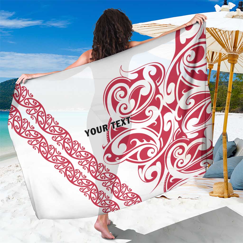 All White Maori Tribal Tattoo Personalised Sarong Classic Red Polynesian Style - Polynesian Pride