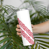 All White Maori Tribal Tattoo Personalised Skinny Tumbler Classic Red Polynesian Style - Polynesian Pride