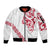 All White Maori Tribal Tattoo Personalised Sleeve Zip Bomber Jacket Classic Red Polynesian Style - Polynesian Pride