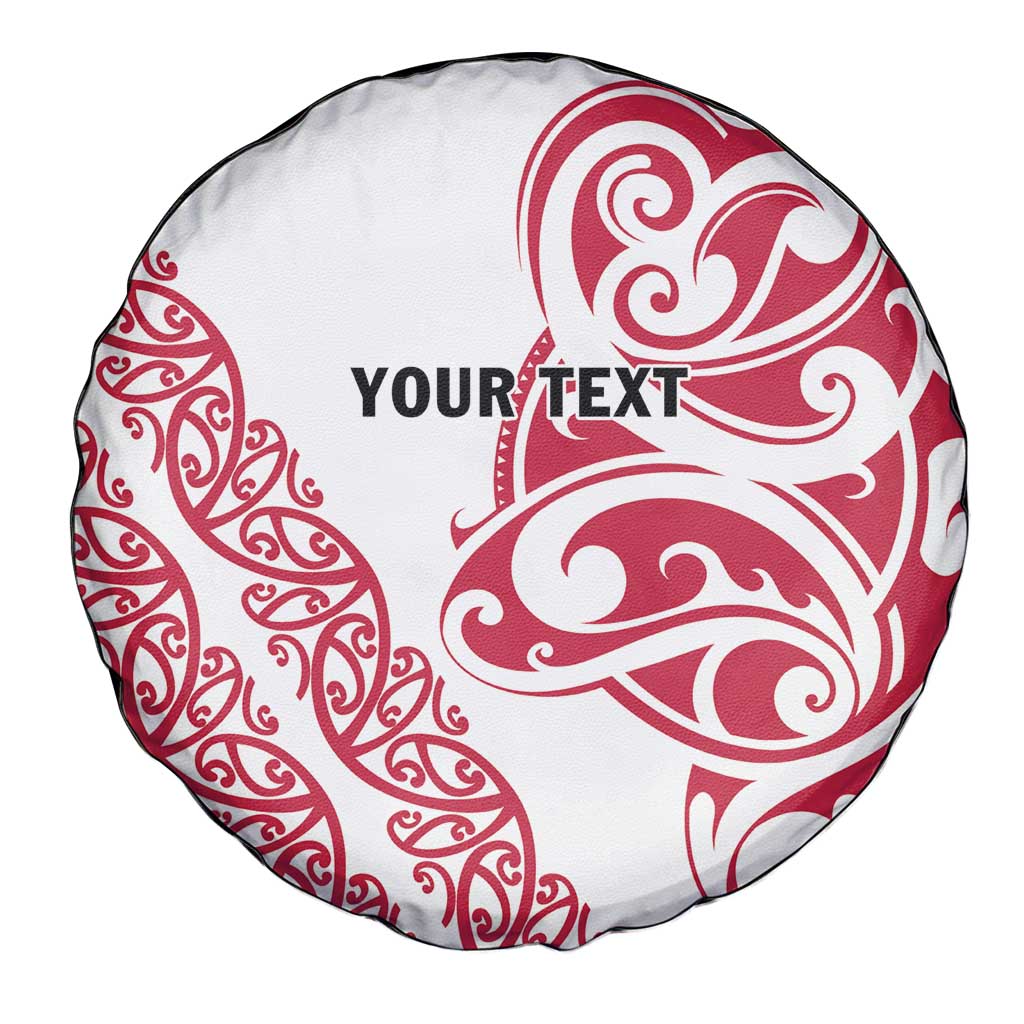 All White Maori Tribal Tattoo Personalised Spare Tire Cover Classic Red Polynesian Style - Polynesian Pride