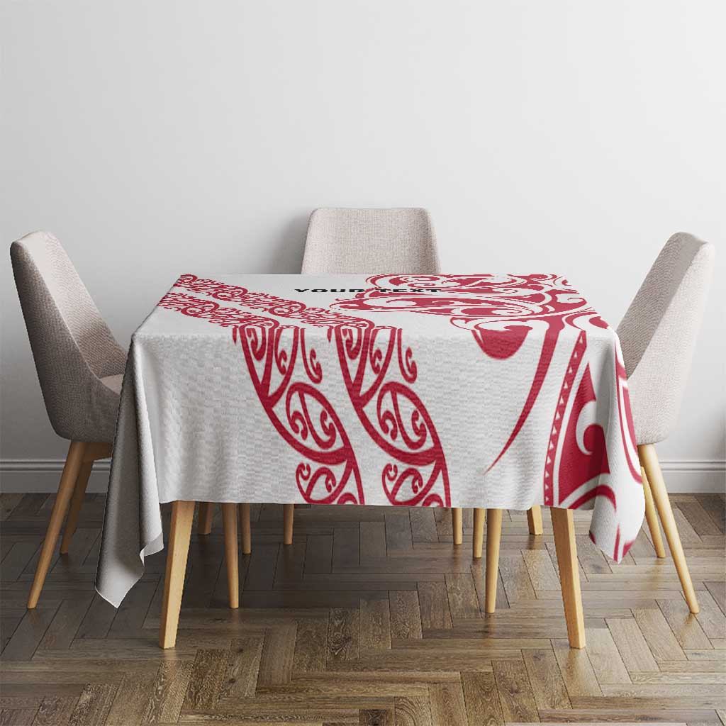 All White Maori Tribal Tattoo Personalised Tablecloth Classic Red Polynesian Style - Polynesian Pride