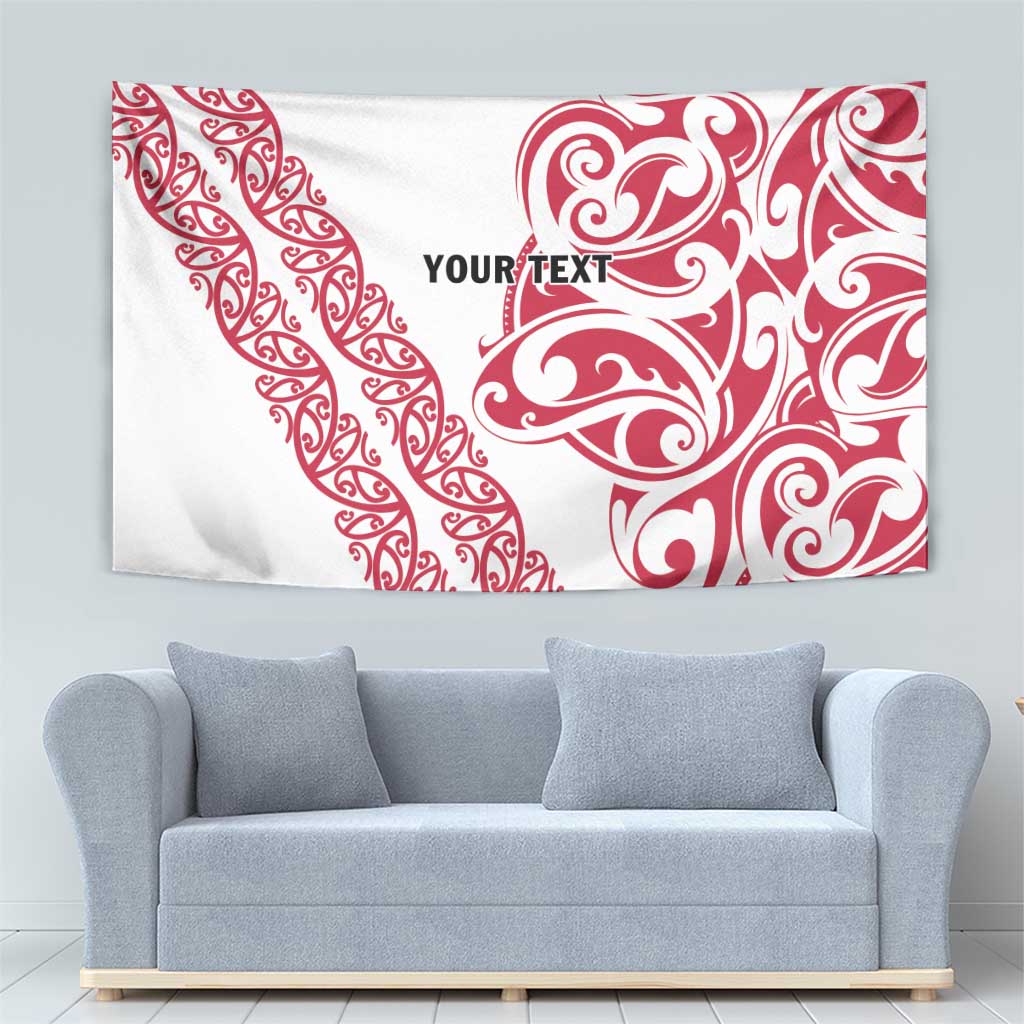 All White Maori Tribal Tattoo Personalised Tapestry Classic Red Polynesian Style - Polynesian Pride