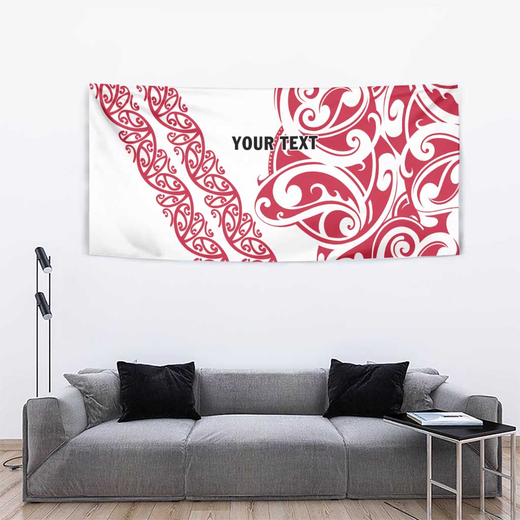 All White Maori Tribal Tattoo Personalised Tapestry Classic Red Polynesian Style - Polynesian Pride