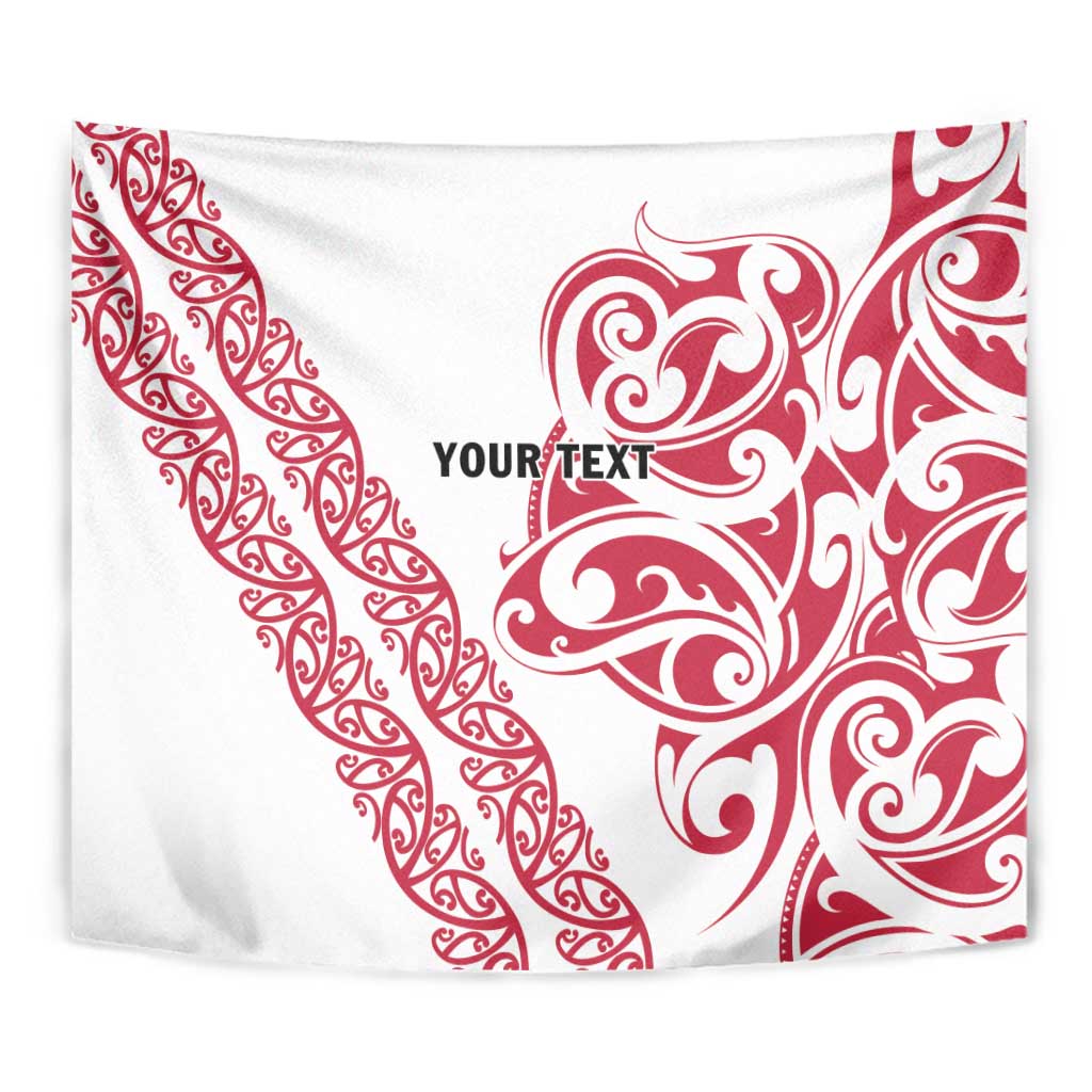 All White Maori Tribal Tattoo Personalised Tapestry Classic Red Polynesian Style - Polynesian Pride