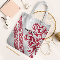 All White Maori Tribal Tattoo Personalised Tote Bag Classic Red Polynesian Style - Polynesian Pride