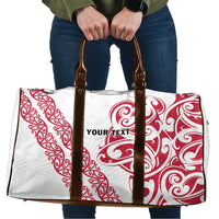 All White Maori Tribal Tattoo Personalised Travel Bag Classic Red Polynesian Style - Polynesian Pride