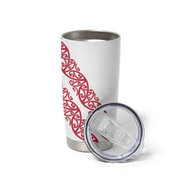 All White Maori Tribal Tattoo Personalised Tumbler Cup Classic Red Polynesian Style - Polynesian Pride