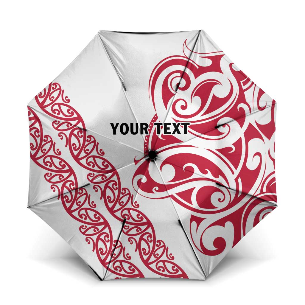 All White Maori Tribal Tattoo Personalised Umbrella Classic Red Polynesian Style - Polynesian Pride