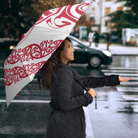 All White Maori Tribal Tattoo Personalised Umbrella Classic Red Polynesian Style - Polynesian Pride