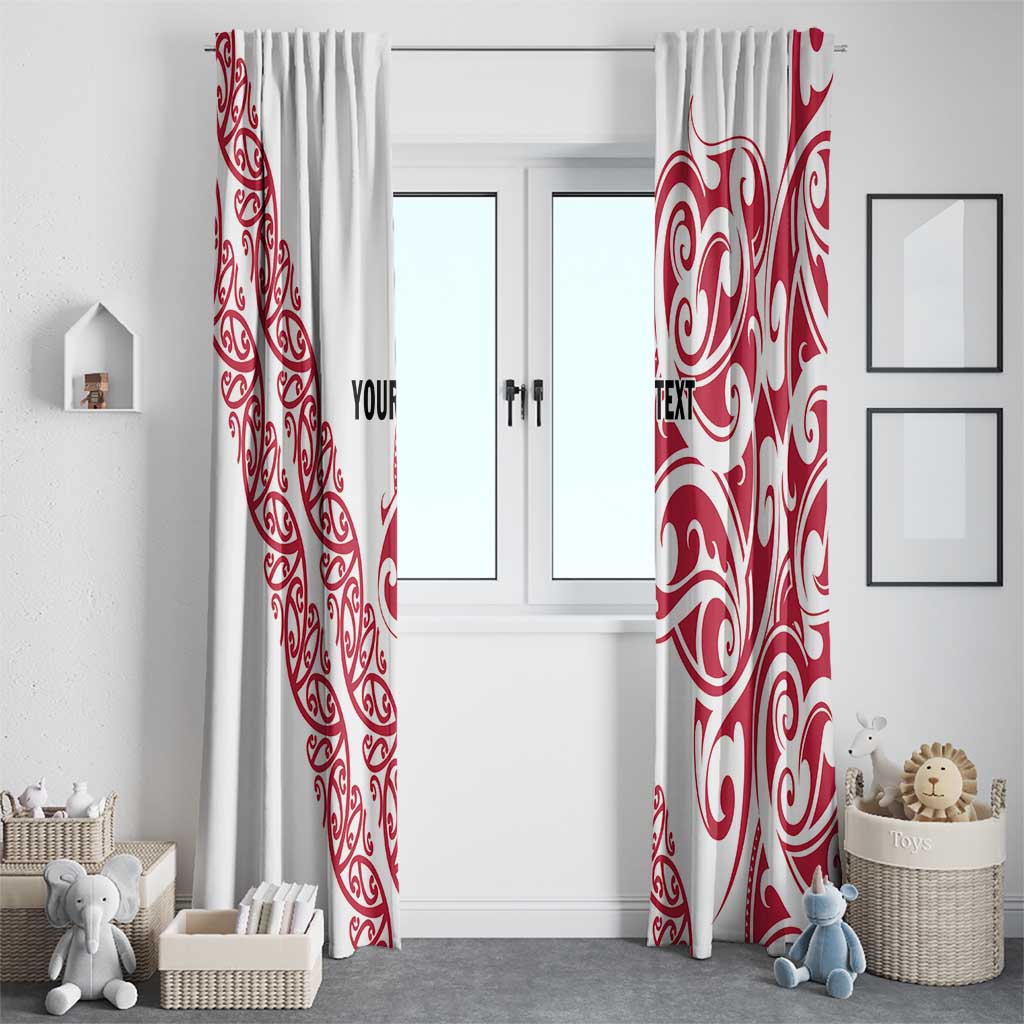 All White Maori Tribal Tattoo Personalised Window Curtain Classic Red Polynesian Style - Polynesian Pride